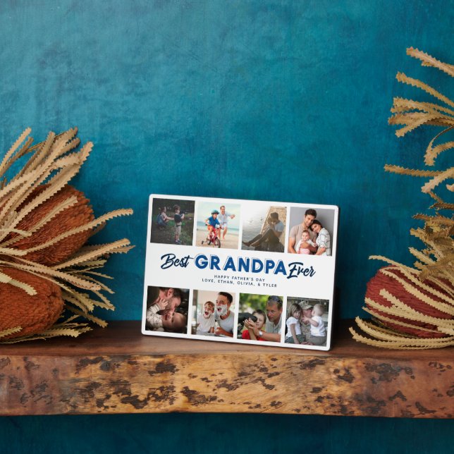 Custom Father's Day Photo Collage Best Grandpa Plaque (Side)