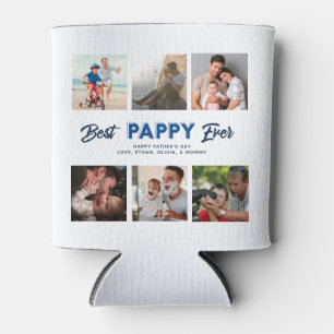 Custom Father's Day Photo Collage Best Pappy Ever Can Cooler