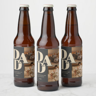 Custom Father's Day Photo Collage   DAD Letters -  Beer Bottle Label