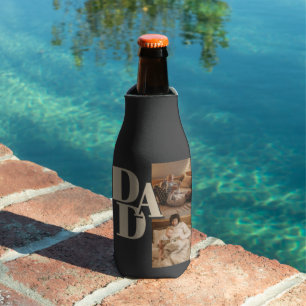 Custom Father's Day Photo Collage DAD Letters - Bottle Cooler