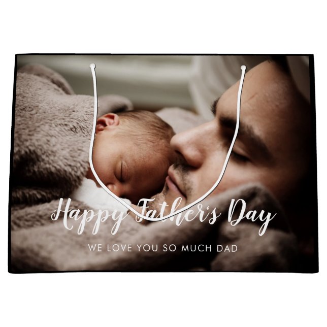 Custom Father's Day Photo Large Gift Bag (Front)
