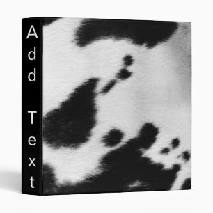Custom. Faux Black and White Cow Hide. Binder
