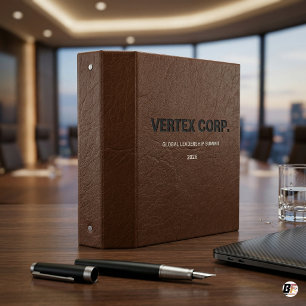 Custom Faux Brown Leather Corporate Event Binder