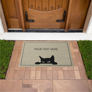 Custom Faux Burlap Cat Doormat   Large