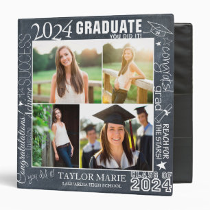 Custom Faux Chalk Graduation 2024 Photo Scrapbook Binder