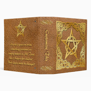 Custom Faux Cracked Leather Gold Pentacle Binder