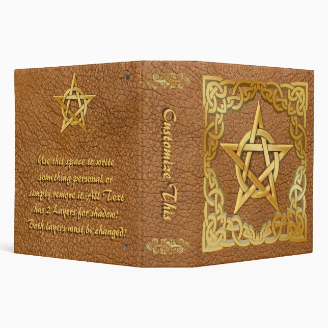 Custom Faux Cracked Leather Gold Pentacle Binder (Background)