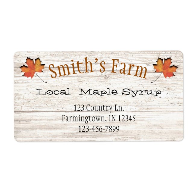 Custom Faux Cutout Maple Syrup Label (Front)