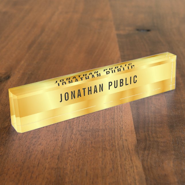 Custom Faux Gold Elegant Glamour Template Nameplate (Side)