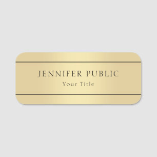 Custom Faux Gold Elegant Modern Template Name Tag