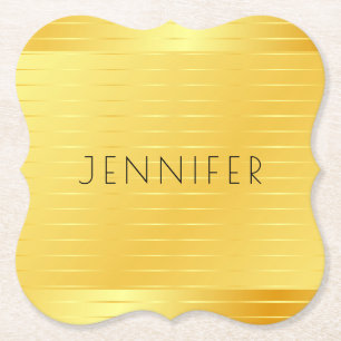 Custom Faux Gold Elegant Modern Template Square Pa Paper Coaster