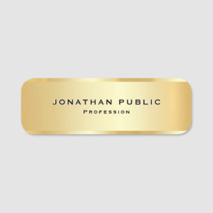 Custom Faux Gold Elegant Professional Template Name Tag