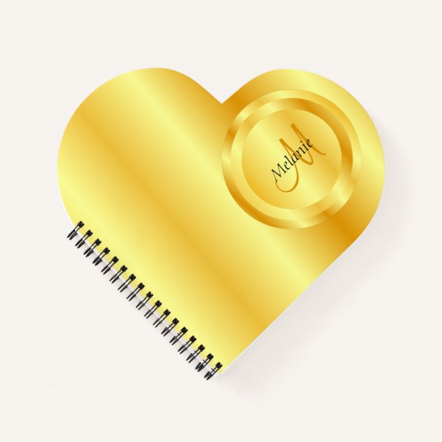 Custom Faux Gold Elegant Template Monogram Notebook (Front)
