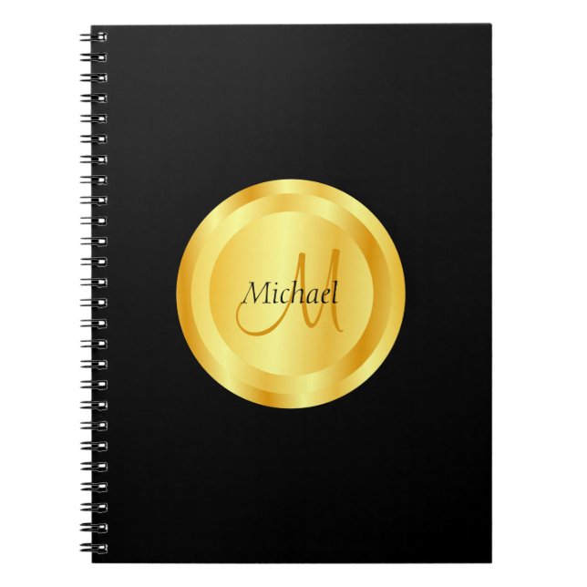 Custom Faux Gold Elegant Template Monogrammed Notebook (Front)