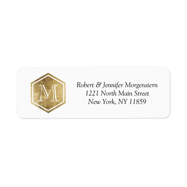 Custom Faux Gold Foil Monogram Address Labels (Front)