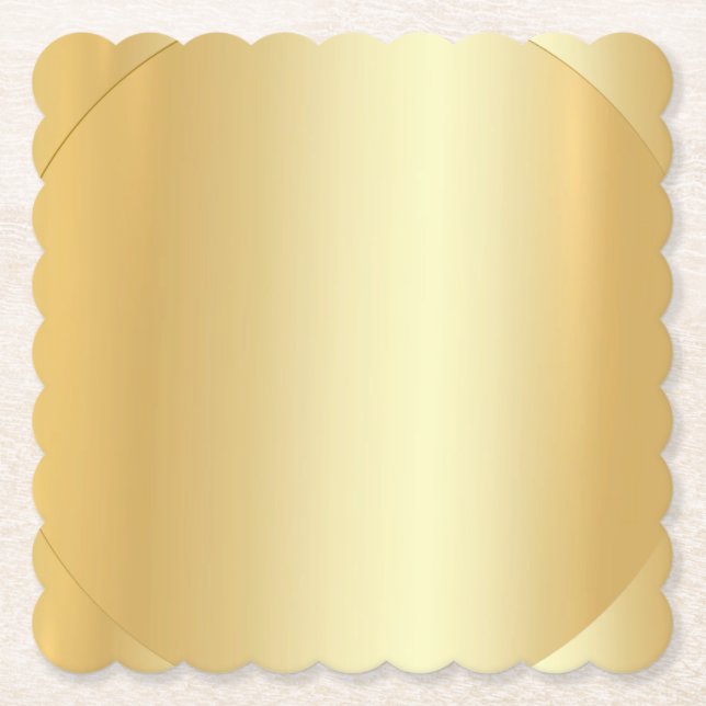 Custom Faux Gold Glamour Blank Modern Elegant Paper Coaster (Front)