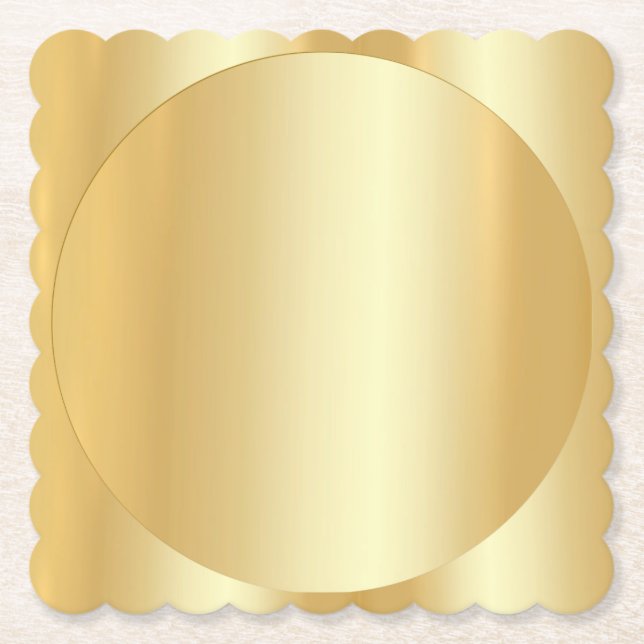 Custom Faux Gold Glamourous Blank Elegant Template Paper Coaster (Front)