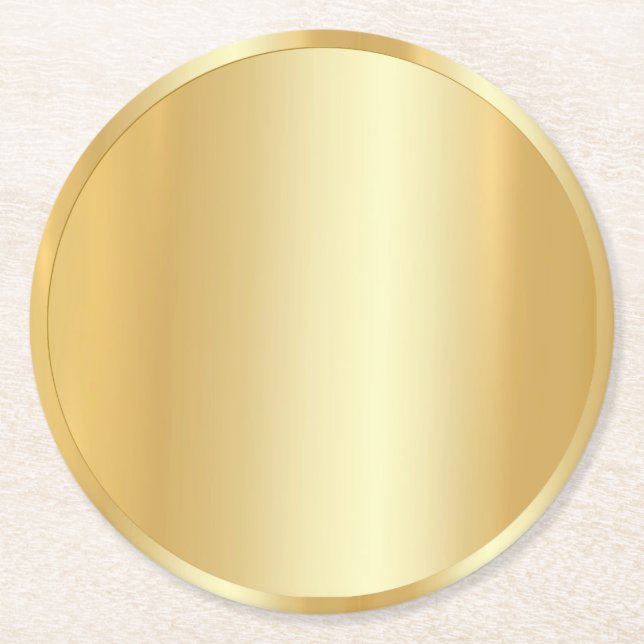 Custom Faux Gold Trendy Modern Blank Template Round Paper Coaster (Front)