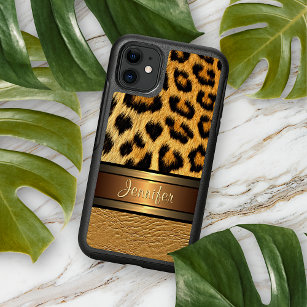 Custom Faux Leopard Skin Gold Leather Pattern