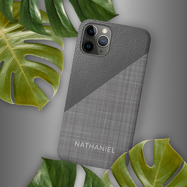 Custom Faux Light Medium Dark Grey Leather Look Case-Mate iPhone Case (Creator Uploaded)