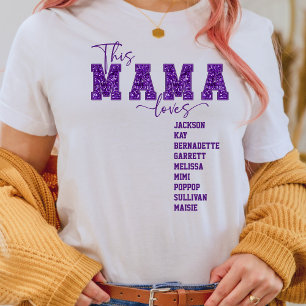 Custom Faux Sequin Varsity Font This Mama Loves T-Shirt