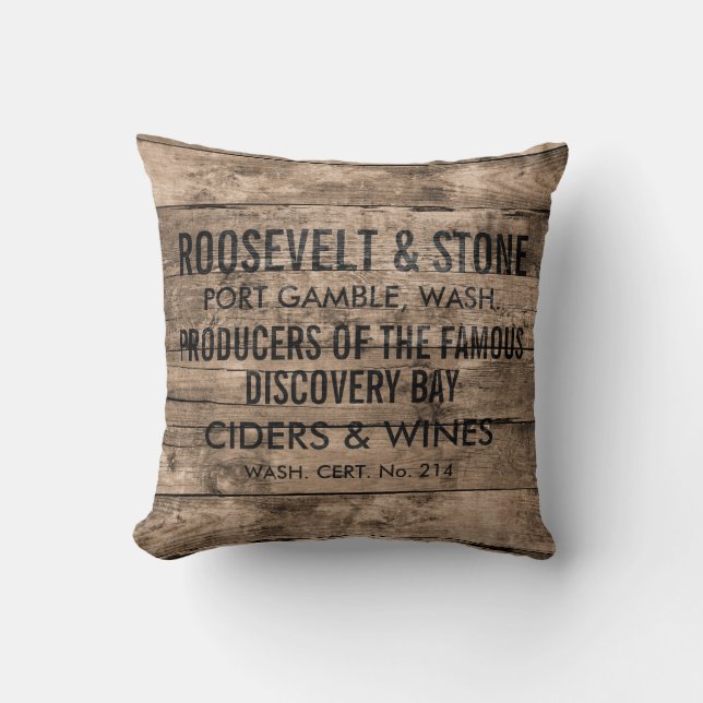 Custom Faux Shipping Crate Throw Pillow (Front)
