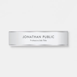 Custom Faux Silver Elegant Modern Template Door Sign