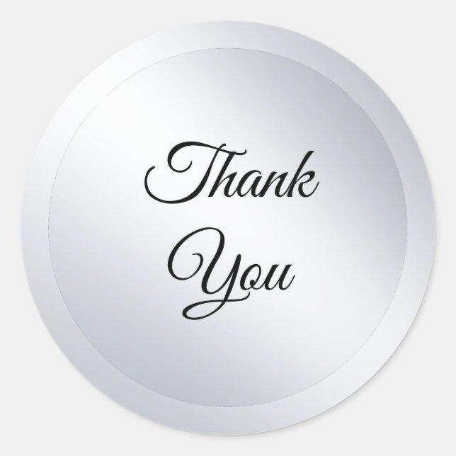 Custom Faux Silver Modern Template Add Your Text Classic Round Sticker (Front)