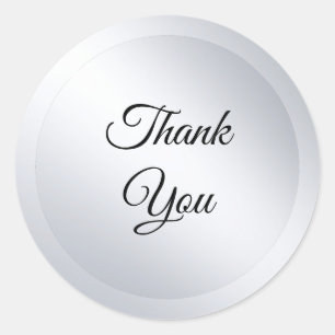 Custom Faux Silver Modern Template Add Your Text Classic Round Sticker
