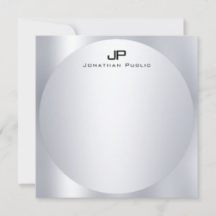 Custom Faux Silver Monogram Simple Elegant Trendy Card