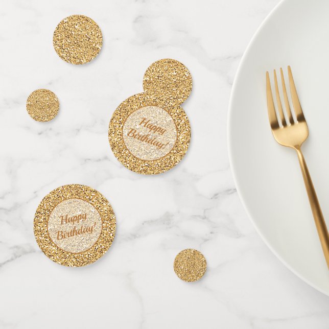 Custom Faux Sparkling Happy Birthday Gold Glitter Confetti (Group)