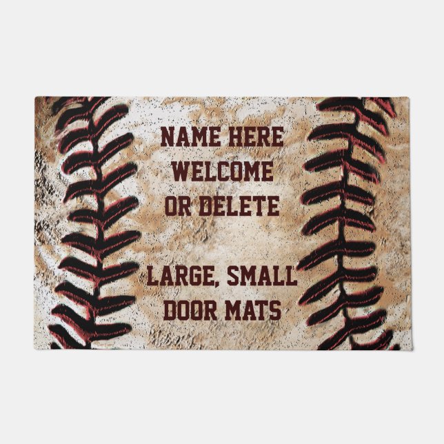 Custom Faux Vintage Baseball Welcome Mat (Front)