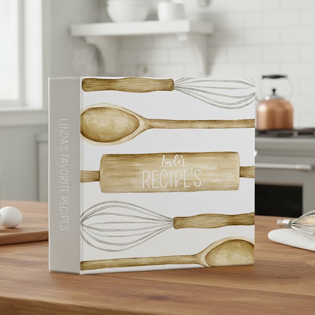 Custom Favourite Recipe Watercolor Kitchen Utensil Binder (Creator Uploaded)