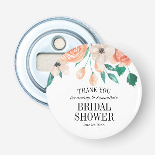 Custom Favours Elegant Peach Floral Bridal Shower Bottle Opener