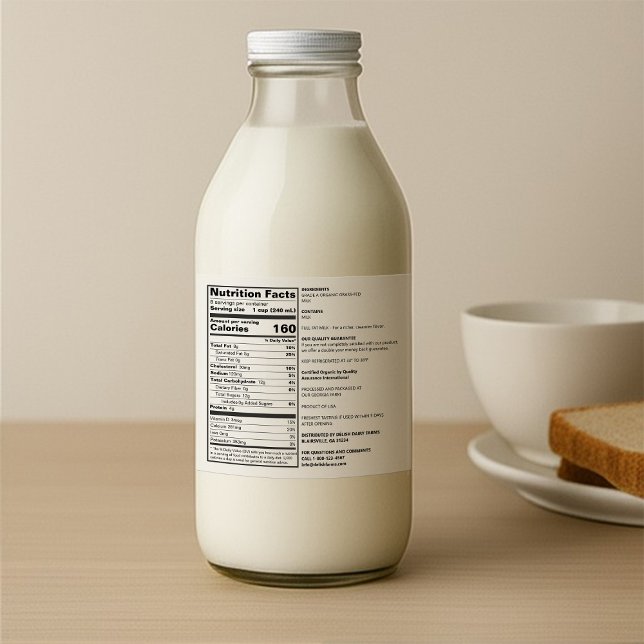 Custom FDA Compliant Milk Nutritional Food Label (Creator Uploaded)