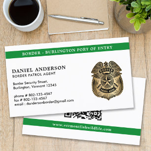 Custom Federal Police Border Patrol Agent QR Code Business Card