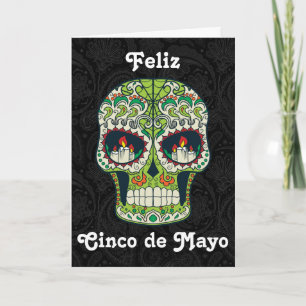 Custom Feliz Cinco de Mayo Sugar Skull Card