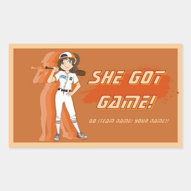 Custom Female Baseball Player Sticker (Devant)