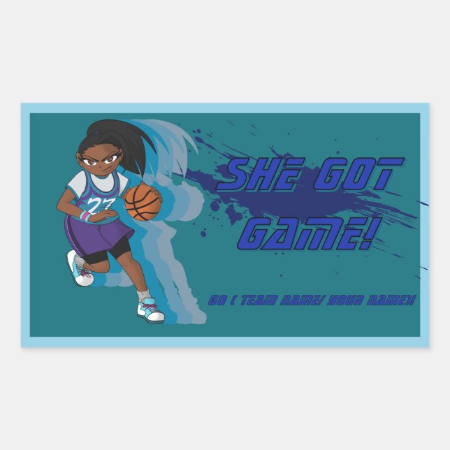 Custom Female Basketball Player Sticker (Front)