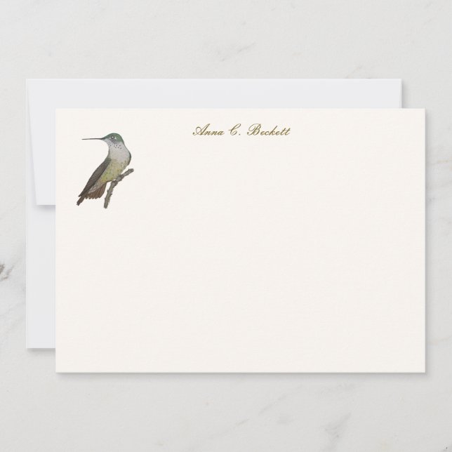 Custom Female Calliope Hummingbird Note Card (Front)