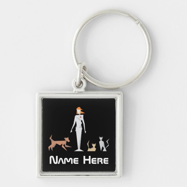 Custom Female Geometric Vet Keychain (Front)