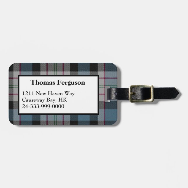 Custom Ferguson Tartan Plaid Luggage Tag (Front Horizontal)