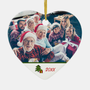 Custom Festive 2-sided Family Photo Christmas Ceramic Ornament