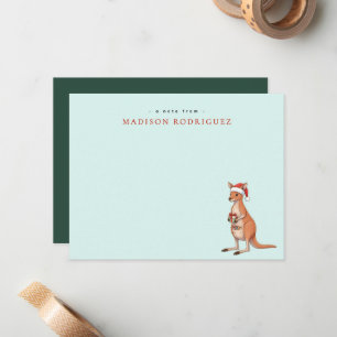 Custom Festive Kangaroo With Santa Hat Christmas Card