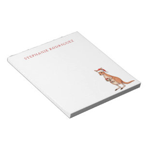 Custom Festive Kangaroo With Santa Hat Christmas Notepad