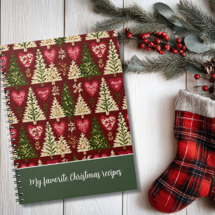 Custom Festive Knitted Style Pattern Recipe Notebook