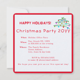 Custom Festive Modern Elegant Red Christmas Party  Invitation