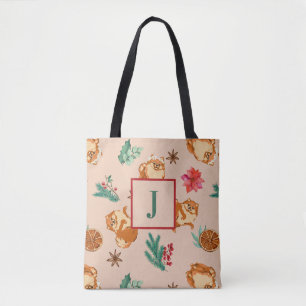 Custom Festive Pomeranian Christmas Tote Bag