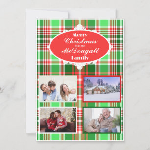 Custom Festive Red Green Christmas Photo Card