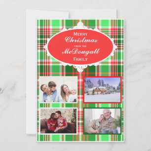 Custom Festive Red Green Christmas Photo Card